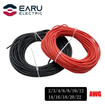 1-100 M Toplinu Blage Električne Silikonski kabel 8 10 12 14 16 18 20 22 24 26 28 30 AWG Crvena 5 M, Crna Boja za RC DIY