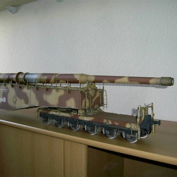 1:35 Skala WW II Njemačka K5 Vlak Pištolj Leopold Model DIY 3D Proizvodnja Kartica Građevinske Setove Građevinske Razvoju Vojne model Igračke