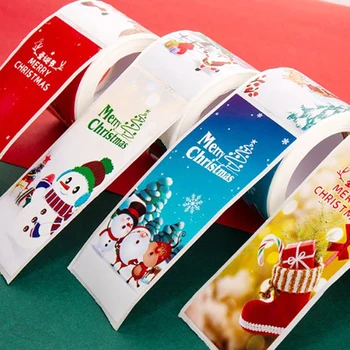100PC Sretne Božićne Naljepnice Roll Večernje Poklon Nakit Santa Ljepljive Naljepnice Naljepnica Za Kartice Koverti Poklon Kutija Koverti