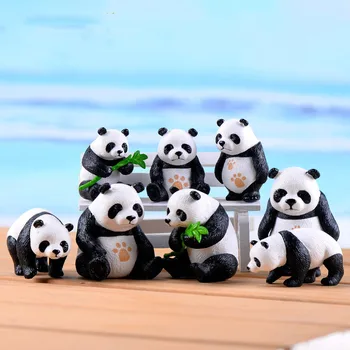 1pc Slatka Crtani film Kineski Stil Panda Kreativne Figure Životinja Mikro Krajolik Suvremena Umjetnost Obrt Spavaća soba Dekoracija Stola