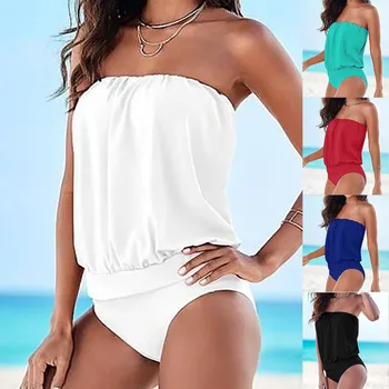 2022 Novi Bikini Bez Naramenica Kupanje Ženske Ravnici Push-Up Бандо Top Plus Veličina Donje Bikini Ženski Kupaći Kostim Bikini