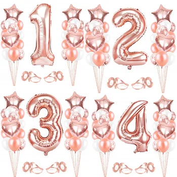 29шт 1-9 Rose Gold Broj Balona Skup Rođendan 32 inča Broj Balona Rođendan, Vjenčanje Pribor Baby Shower Party Decora