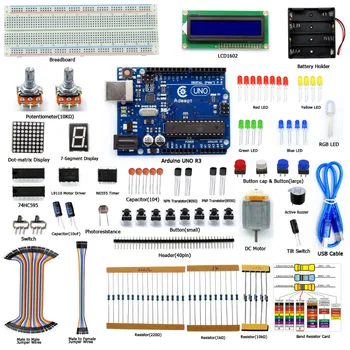 Adeept DIY Električni Super Starter Kit za Arduino UNO R3 s Vodič LCD1602 Prototyping Naknada Besplatna Dostava Knjiga slušalice diykit