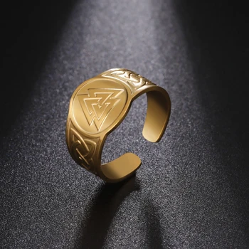 Amaxer Klasicni Валькнут Skandinavski Prst Prsten Od Nehrđajućeg Čelika Viking Talisman Amulet Svakodnevne Prstenje Nakit Večernje Poklon za Prijatelja