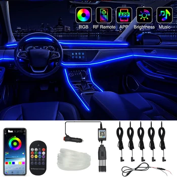 DC12V Unutrašnjost Automobila Neon RGB Trake Led Svjetla 2/5/6 U 1 Bluetooth APLIKACIJU za Upravljanje Glazbom Ukrasna Svjetla Atmosfera oko Lampa