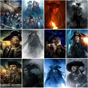 Disney Kapetan Jack Sparrow Umjetnost 5D Diy Diamond Slikarstvo, Mozaik Crtani Diamond Vez Pirati s Kariba Kućni Dekor