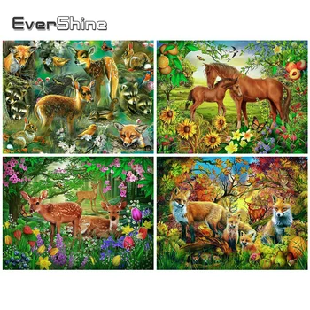 Evershine Diamond Vez Konj, Mozaik Umjetničke Setovi 5D DIY Diamond Slikarstvo Životinje Lisica Rhinestones Slike Poklon Ručni Rad