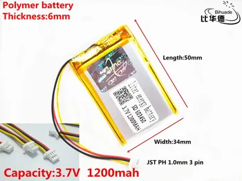 JST PH 1,0 mm 3 pin Kvalitetan 3,7 V, 1200 mah 603450 Polymer li-ion/Li-ion baterija za tablet PC BANKE, GPS, mp3, mp4