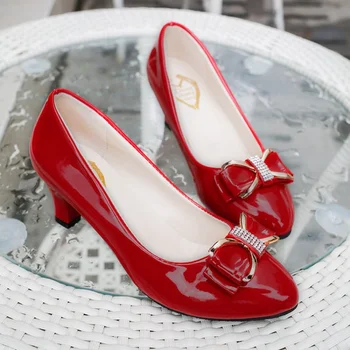 Jesenski Nova Ženska obuća 5 cm, Moda Profesionalna cipele na visoku petu cipele Crne, Crvene Boje, s otvorenim vrhom, Udobna Radna обувь34-40 Tacones Mujer