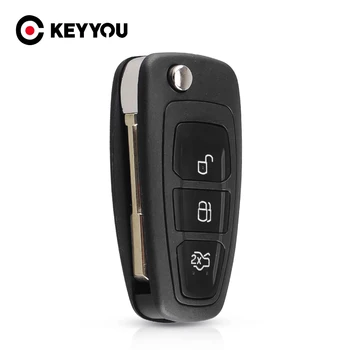 KEYYOU 3 Tipke Flip ključ Sklopivi auto Daljinski Ključ Torbica za Ford Focus, Mondeo Mk1 Transit stil pametni ključ Privjesak torbica