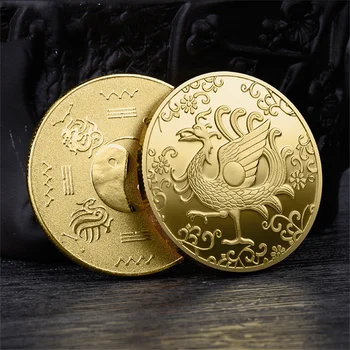 Kineski Tai-Chi drevni taoistički Zvijer Četiri Bogova Bijela Ruža Prigodni zlatnik u Kineskom Stilu i Srebrni novac