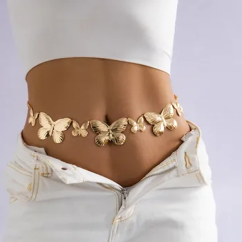 Kreativni modni metalni leptir s Resama Za Struk Lanac u stilu hip-hop, punk, jedan zlatni i srebrni hlače, lanac za tijelo, lanac za žene