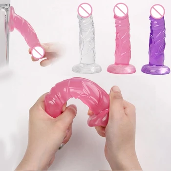 Kristalno Prozirno Realan Dildo Sisanje Čaša Ženska Masturbacija Penis Penis Seks Igračke Za Žene Lezbijke Robu Za Odrasle