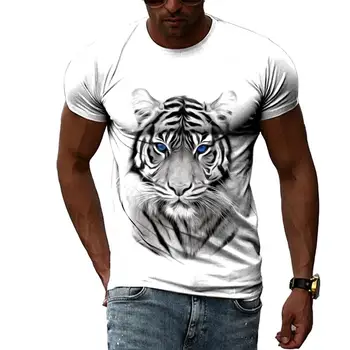 Ljetna Moda Životinja Tigar Grafički Majice Za Muškarce Svakodnevno 3D Print Majice Hip Hop Harajuku Identiteta Cijele Sredstva Za Njegu Kože Vrat Kratak Rukav