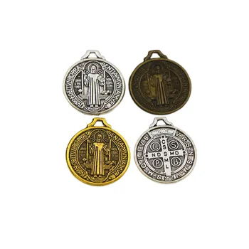 Medalja Svetoga Benedikta Križ Privjesci Modni Nakit L1643 100pc 25x22 mm Cink Legura Tibetanski Vjerski Srebro