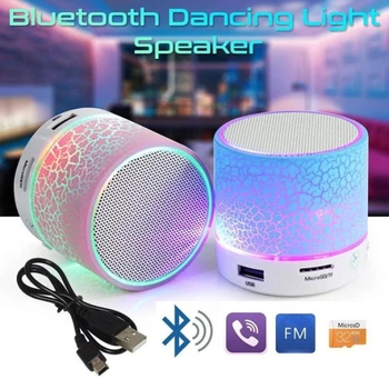 Mini Bluetooth Slušalica Prijenosni Bežični Zvučnik Šarene Led Lampa USB Subwoofer Zvučnik Podrška za FM Radio/Disk/TF Kartica