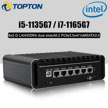 Novi 2,5 G Mekog Router i7 1165G7 i5 1135G7 s dvostrukom Bakrenom Cijevi Intel i225 6LAN RJ45 Fanless Mini PC pfSense Firewall Računalo
