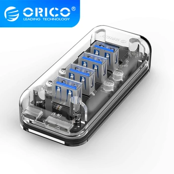 ORICO Transparentno USB hub Multi serije 4-Port velike brzine USB3.0 Razdjelnik s priključkom za napajanje Micro USB Za prijenosna RAČUNALA brzinom Od 5 Gb/s