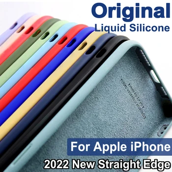 Original Torbica s Ravnim Rubovima Za Apple Liquid Silicone Case za iPhone 11 12 13 14 Pro Max Mini X Xs Xr Max 6 7 8 Plus Torbica Za Fotoaparat