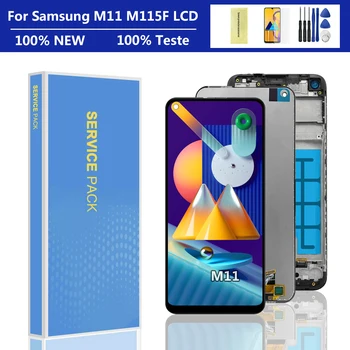 Originalni Samsung Galaxy M11 LCD zaslon osjetljiv na dodir Digitalizator, Staklo Sklop Za Samsung M115 M115F M115G/DS LCD zaslon s okvirom