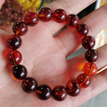 Prirodni Krvavi Amber Narukvica Ženski Muški Ljekovita Nakit Pravi Meksički Crveno Žuto-perle Elastične Narukvice Od Perli Sretan Amulet Pokloni