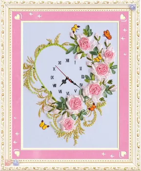 Ruže cvijeće Traka vez slikarstvo set satovi ručni rad, vez križić DIY ručne izrade rukotvorina zid art dekor