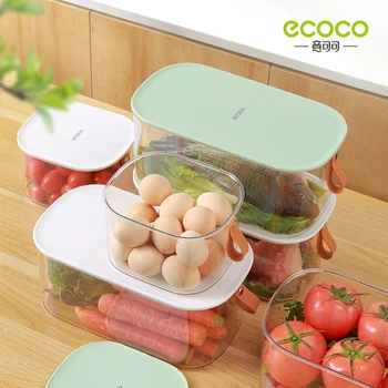 Spremnici Za Skladištenje Hrane u Hladnjaku ECOCO s Poklopcima Prozirni Plastični Brtvljenje Spremnika Velikog Kapaciteta Zasebna Kutija za Svježeg Povrća