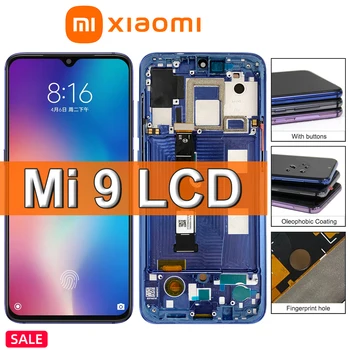 Super AMOLED Zaslon Za Xiaomi Mi 9 Mi 9 LCD zaslon Osjetljiv na Dodir Digitalizator Sklopa S Okvirom Za Xiaomi Mi 9 LCD zaslon