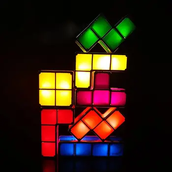Tetris Штабелируемый noćno svjetlo 3D Puzzle Igračka Magične pločice Indukcijski Elektro Blok LED Novo Lampe za Osvjetljenje DIY za Bebe