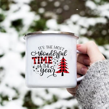 To je najljepše Doba Godine, Kreativna Šalice za Kavu Piti Desert Mliječna Šalica Emajl Bubalo s Ručkom Posuđe za Piće Božićni Pokloni