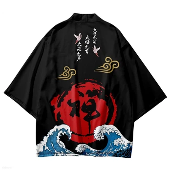 Tradicionalna Azijska Odjeća Majice Japanski Samuraj Vala Print Kimono Kardigan Cosplay Košulja Ljetnih Aktivnosti Na Plaži Ženske, Muške Юката Хаори