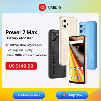 UMIDIGI Power 7 Max Android 11 Smartphone 10000 mah Unisoc T610 6 GB, 128 GB i 6,7 