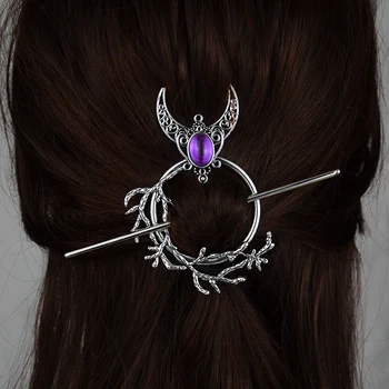 Vještica Crystal Polumjesec Šuma Češalj za Kosu Božanstva Šuma Hairstick Poganski Ukras za kosu na poklon