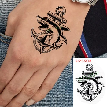 Vodootporne Privremena Tetovaža Naljepnica Morski pas Velike Ribe Morsko Sidro Životinja Body Art Flash Tetovaža Lažna Tetovaža dizajne za Žene i Muškarce