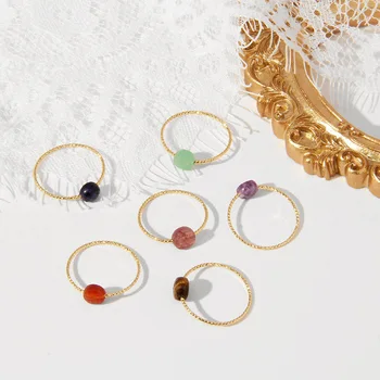 ZN Nova Moda Minimalizam Prsten Od Prirodnog Kamena Zlatni Metalni Dragi Kamen je Kvarc Perle Prsten Za Žene i Djevojčice Nakit Pokloni