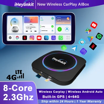 iheylink Bežični Carplay AI Box Apple Carplay Android Auto You_tube Plug Play za Honda, Toyota Benz Mazda Toyota 4G LTE GPS