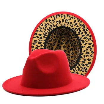 Šešir 9,5 CM s polja i леопардовым po cijeloj površini, фетровая šešir za muškarce i žene, novi šešir four seasons, britanska klasicni Panama, mornarska jazz šešir